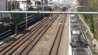 (HD)2009-04-11 09:21 東中野跨線橋 E209-500,E233,E351 交會