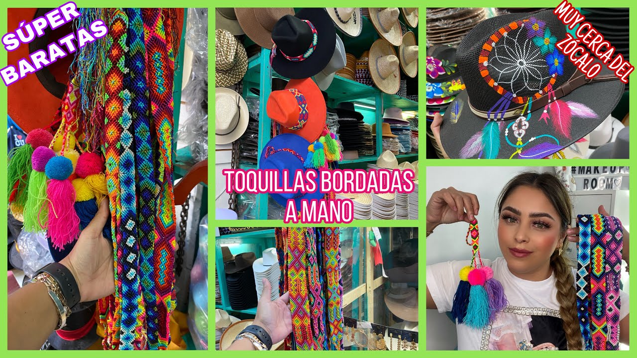 TOQUILLAS BORDADAS ARTESANALES PARA SOMBREROS SUPER BARATAS MUY CERCA DEL ZÓCALO /CENTRO CDMX