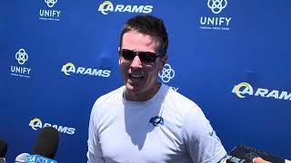Rams offensive coordinator Mike LaFleur talks about the team’s progress through training camp