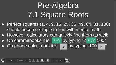 Pre-Algebra 7.1 Square Roots