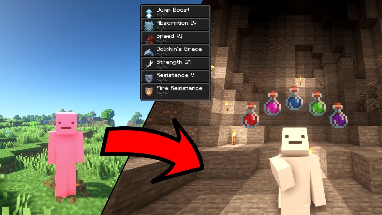 Minecraft but Every Time you Take Damage, You get a Random Effect ...