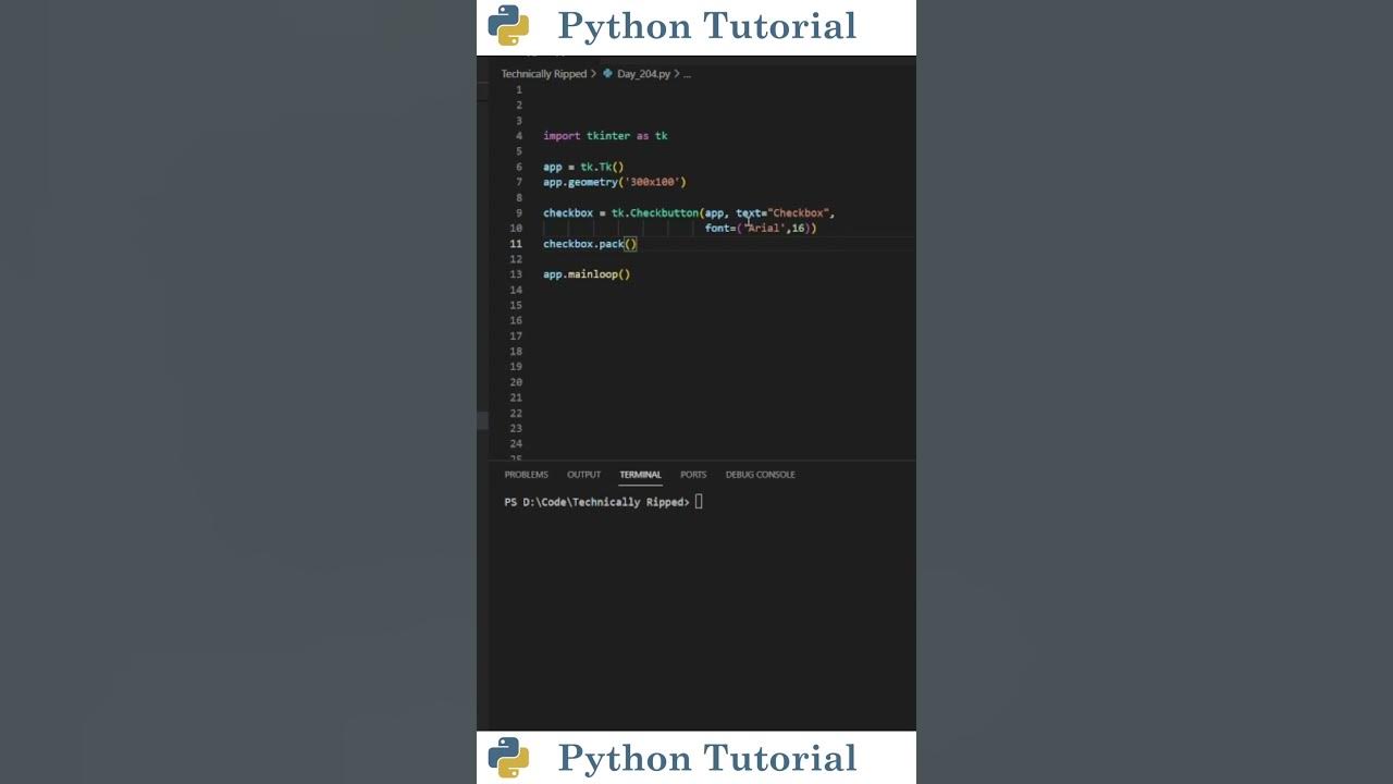 Creating A Checkbox In Tkinter | Python Tutorial - YouTube