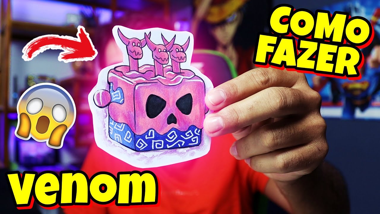 Como desenhar e fazer uma figurinha da Venom Fruit do Blox fruits ROBLOX  passo a passo 