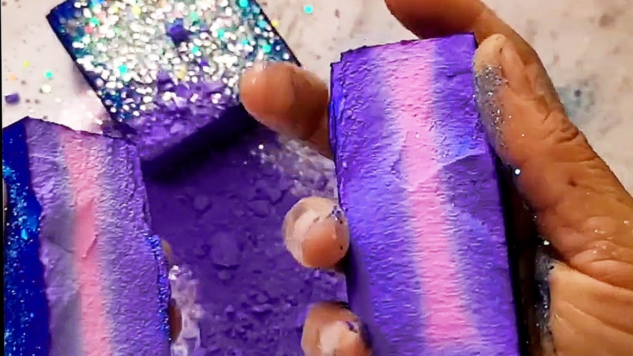 Colourful Dyed Gym chalk Crumbling #oddlysatisfying #gymchalkcrush # ...