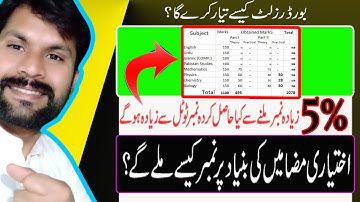 How marks of matric will be calculated with 5% additional marks