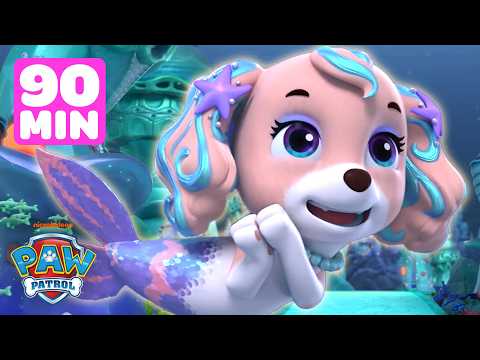Mermaid Rescues w/ Mer-Pup Skye! | 90 Minute PAW Patrol Underwater Adventures! 🧜‍♀️ | Skye & Friends