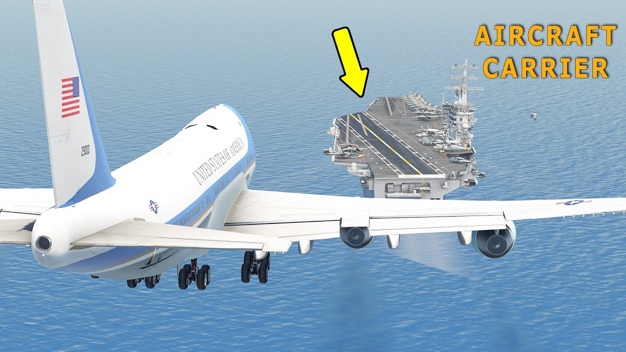 Air Force One VC25 Landing On Aircraft Carrier XPlane 11 YouTube
