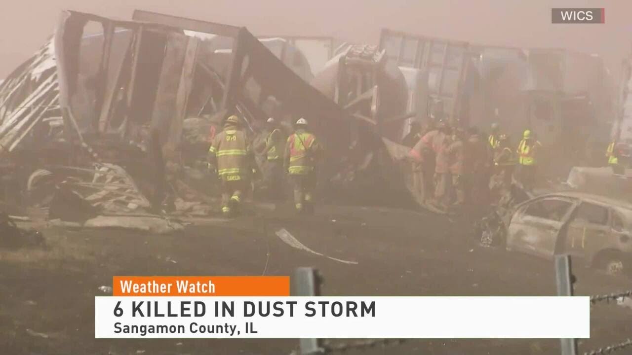 Deadly Illinois Dust Storm Causes 72-car Pile Up - YouTube