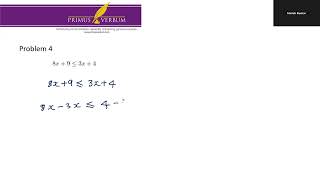 Solve 8x + 9 LTEQ 3x + 4 , using Step By Step Process. The variable x is on both sides of inequality