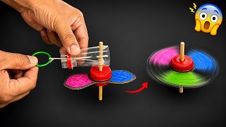 DIY Superfast Beyblade Using Plastic Bottle Cap 😱Cardboard Se Banaya Powerful Beyblade🔥