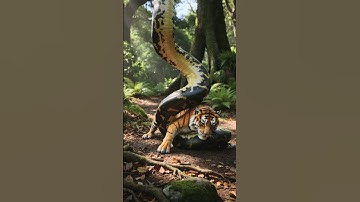 A Big Python Catch and Holding Tiger On Ground in Forest #python #trending