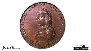 1766 Pitt Halfpenny Token. Betts-519, W-8350. Rarity-3. Copper. screenshot 4
