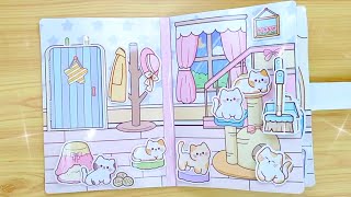 [💸Paperdiy💸] Cute Cats At Home  🐱🧶 | Paper Play | DIY Quiet Book