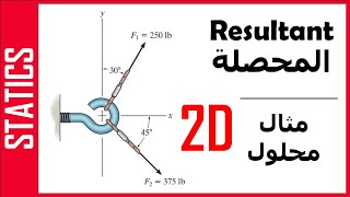 STATICS: Resultant Force 2D  - مثال - محصلة القوي