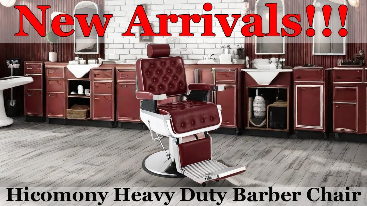 Hicomony Dark Red Heavy Duty Barber Chairs for Barbershop
