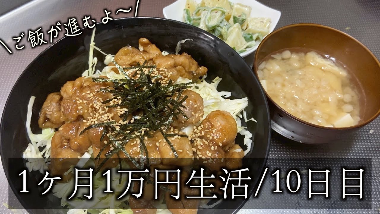 1ヶ月1万円生活10日目 鶏もも肉丼でご飯がすすむレシピ Youtube