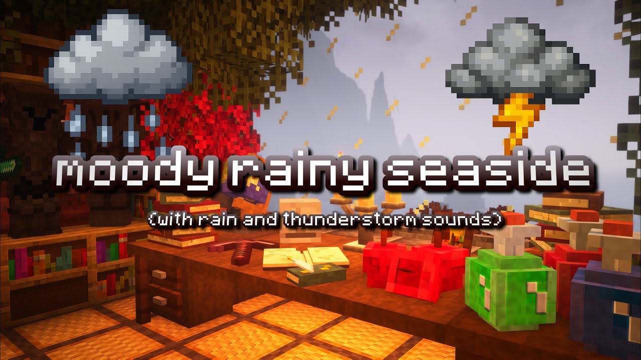🌊 I need some more time...⛈️|C418 Minecraft music with rain| Dark Academia, coastal gothic seaside