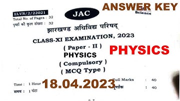 Answer key class 11 physics| jacboard 2023| exam date 18.04.2023