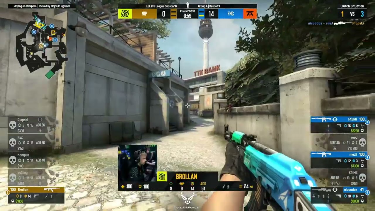 Brollan clutch 1vs3 against Fnatic / ESL Pro League Season 16