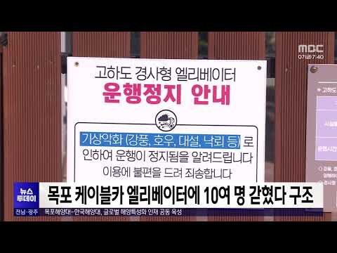 목포 <strong>케이블카</strong> 엘리베이터에 10여 명 갇혔다 구조[목포MBC 뉴스투데이]