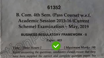 2019 Mdu BCom Pass 4th Sem Business Regulatory Framework Question Paper
