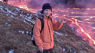Volcanic Eruption in Iceland in 2021: this is how close one could get to the lava. Unshared footage.
