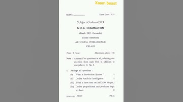 (GJU) MCA and MSC 3rd Semester Artificial Intelligence question paper march 2019 GJU University