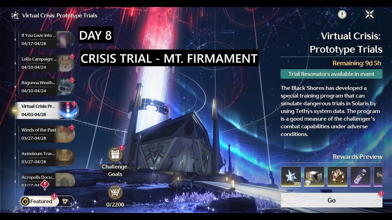Virtual Crisis: Prototype Trials - Crisis Trial - Mt. Firmament - Day 8 | [WUWA](Event)(V2.2)