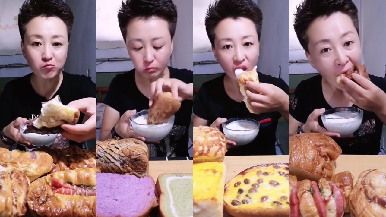 [ASMR] 娟子's BREAD w/ YOGHURT compilation (part 3) || mukbang;먹방 ; 吃播  *Milk/Yoghurt Dipping series