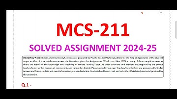 Mcs 211 solved assignment 2025 / IGNOU mcs 211 solved assignment/ pdf watsapp me 8228091239