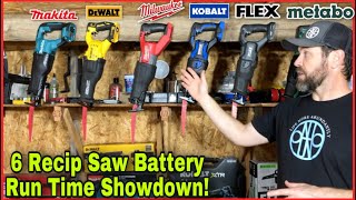 Home Depot & LOWE'S Recip Saw No Load Battery Run Time Test! FLEX DeWALT Milwaukee Metabo & Makita
