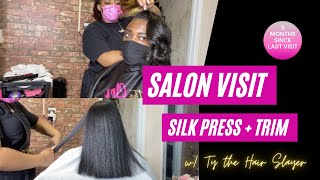 Natural Hair Salon Visit | Silk Press + Trim!