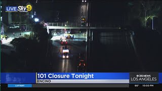 101 freeway closes in Encino for demolition of pedestrian bridge