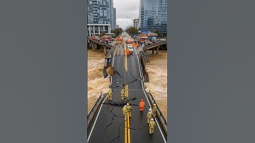 Bridge Collapse in Massive Flood Simulation 🌊 | AI Disaster Awareness l #ai #disaster #shorts