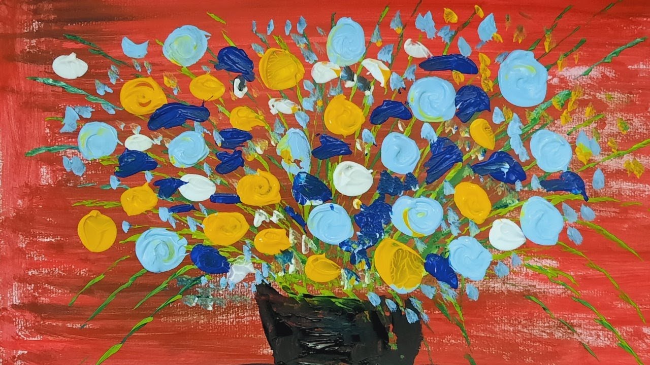 How to Paint Flowers With Acrylics for Beginners Flowers in Vase