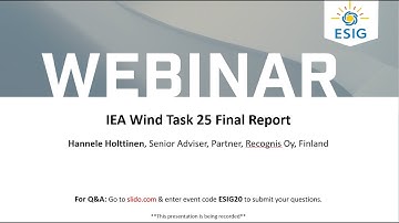 Webinar: IEA Wind Task 25 Final Report