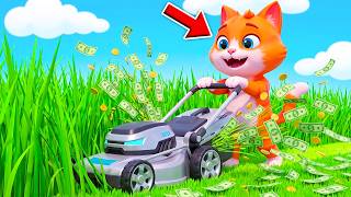 Cat Gets RICH CUTTING Granny's Grass In Roblox!