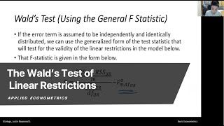 The Wald's Test of Linear Restrictions Profile