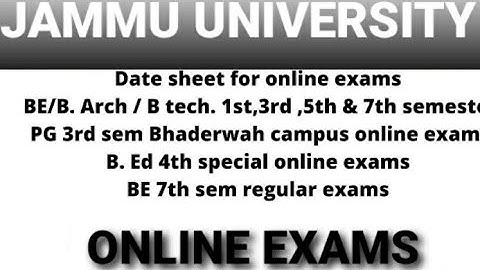 jammu university date sheet for online examination 1st , 3rd ,5th ,7th sem // big update