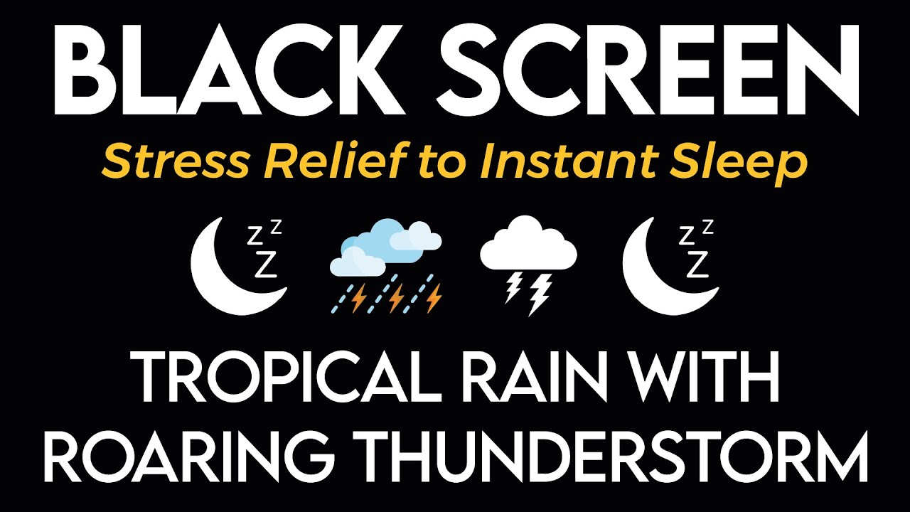 Снятие стресса с помощью звуков тропического дождя и ревущей грозы ⛈️ Звуки сильного дождя для сна
