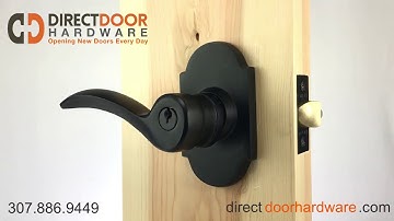 Emtek Durango Sandcast Keyed Lever with Style 1 Rosette in Flat Black