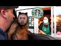 Monkey Goes to Starbucks Drive Thru!