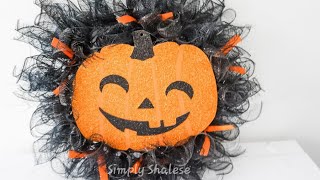 DIY: Halloween Pumpkin Deco Mesh Wreath || Quick and Easy