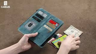 Caseles Zipper Flip Folio Wallet Case, leather, card slots, cash pocket, magnetic closure, kickstand screenshot 2