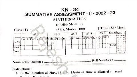 9th class SA-2 Mathematics Real Question Paper 2022-23 💯💯💯 Full question paper