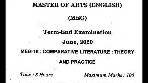 MEG-015 Comparative Literature : Theory And Practice June 2020