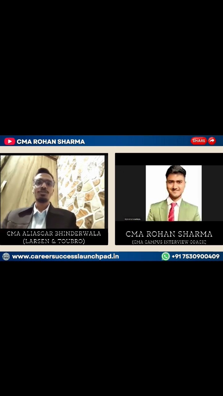 CMA Aliasgar Bhinderwala video testimonial — CMA placement selection at Larsen & Toubro | Career Success Launchpad