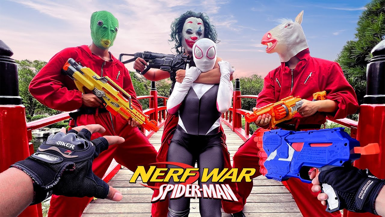 NERF War | SPIDER-MAN Bros Rescue SPIDER-GIRL From BADGUY Team (Nerf First Person Shooter)