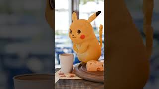 Pokemon Pikachu eats a meal in real life #shorts