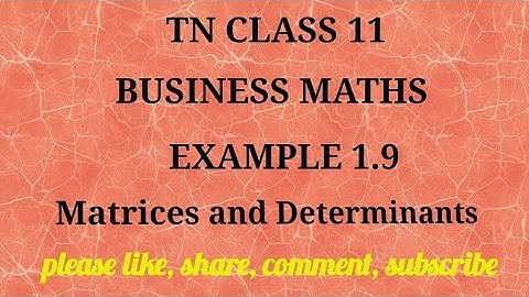 Tn 11 business maths | example 1.9 |state board | Matrices and Determinants | gmrrao maths |